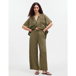 Madewell Sheer Embroidered Wide Leg Bathingsuit Cover-Up Pants Size Large